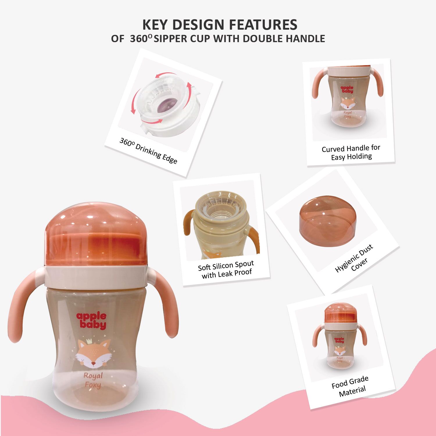 360° Spill-Proof Sipper Cup Pink 2