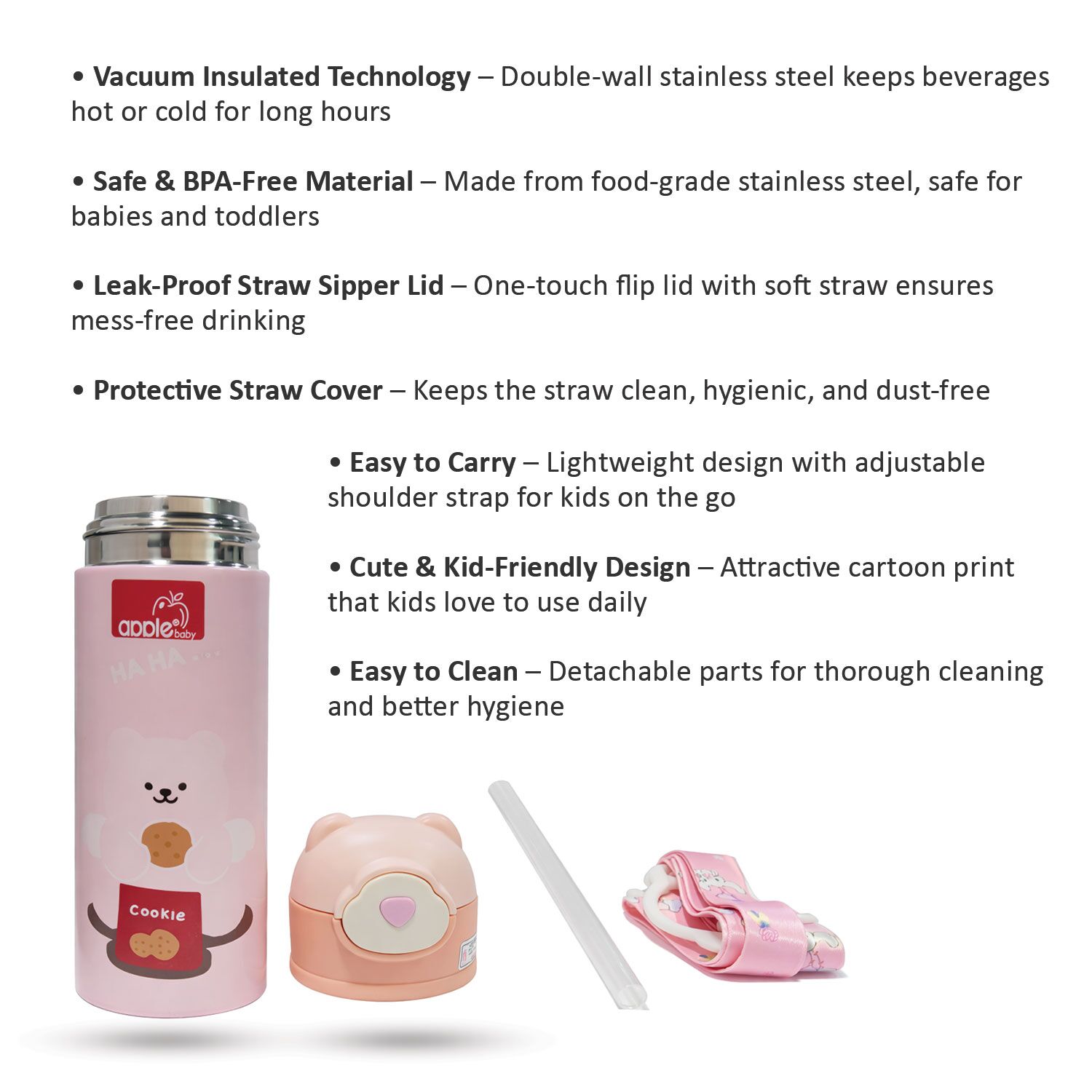 Insulated Steel Sipper 400ml Pink description