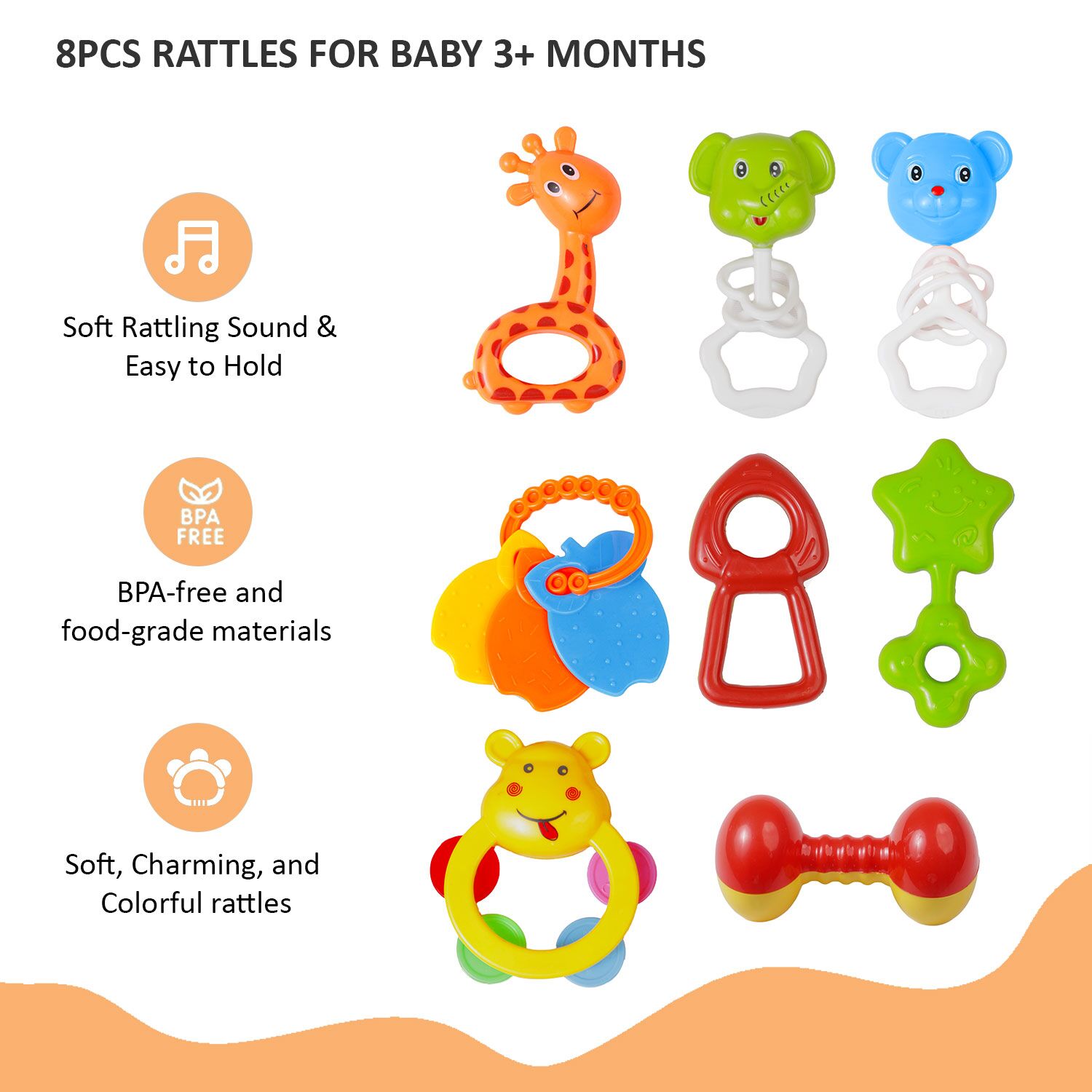 Teeny Tunes baby rattles 8Pcs set 2