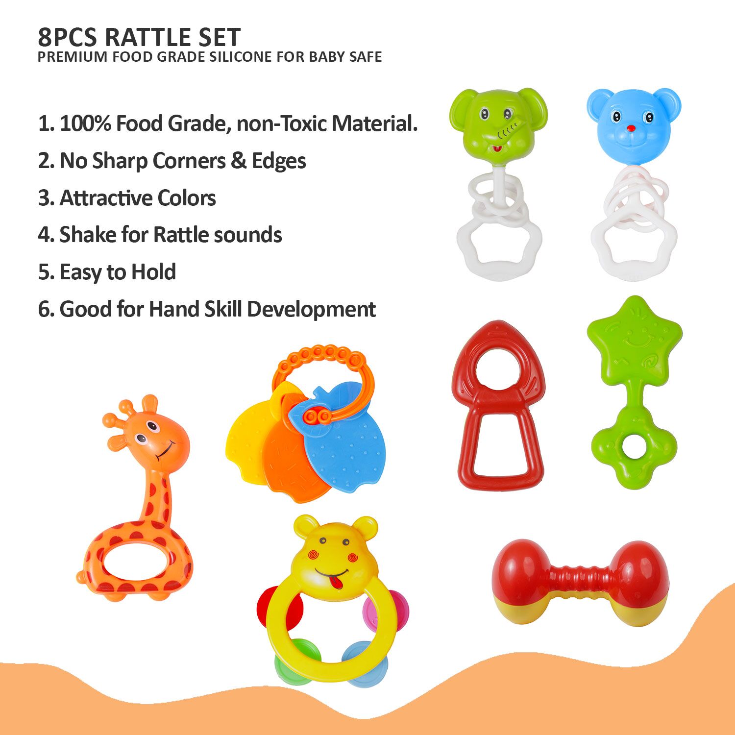 Teeny Tunes baby rattles 8Pcs set 5