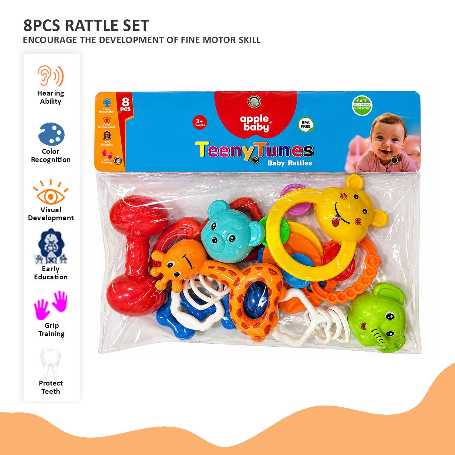 Teeny Tunes baby rattles 8Pcs set 6